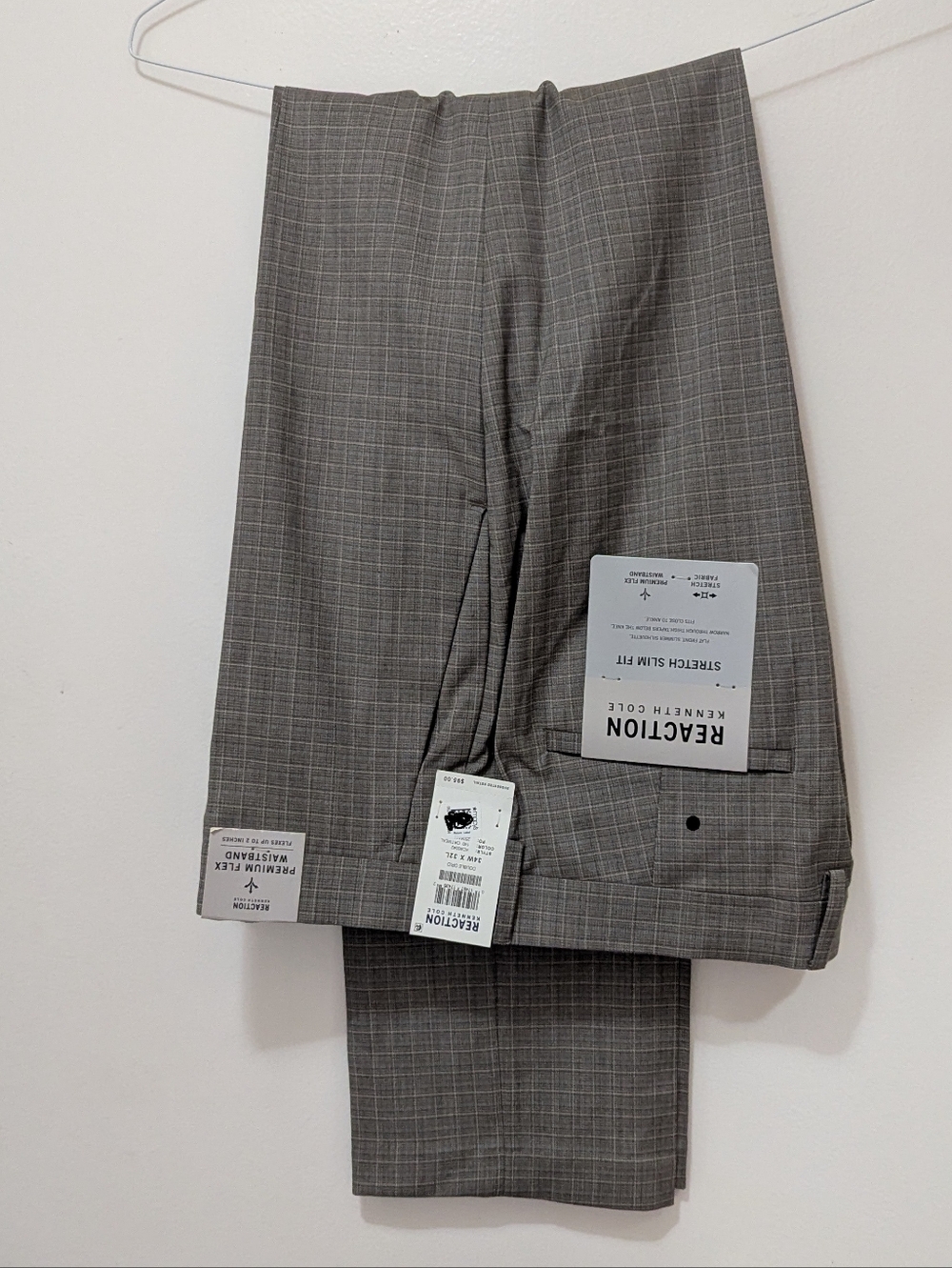 Reaction Kenneth Cole Men’s Gray Plaid Dress Pants NWT